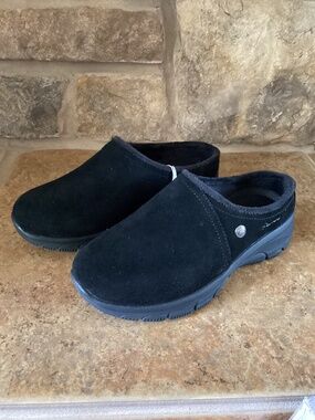 Skechers Easy Going Lovely Latte Clog Women’s Size 6.5 WIDE Black Suede Relaxed